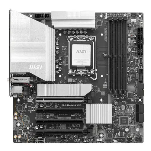 Placa de baza MSI PRO B860M-A WIFI, Intel B860, LGA 1851, DDR5, mATX