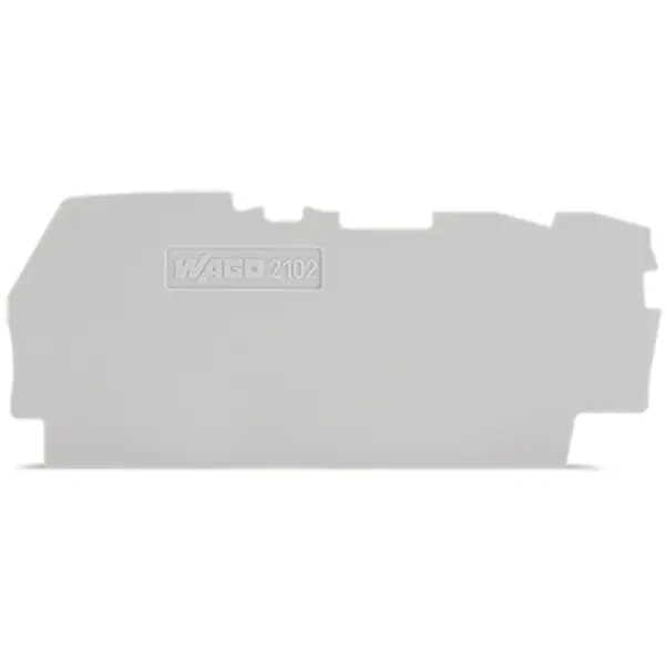 Placa de capat si placa intermediara pentru reglete cu 3 conductori, gri, grosime 0,8 mm, compatibil cu seria 2102