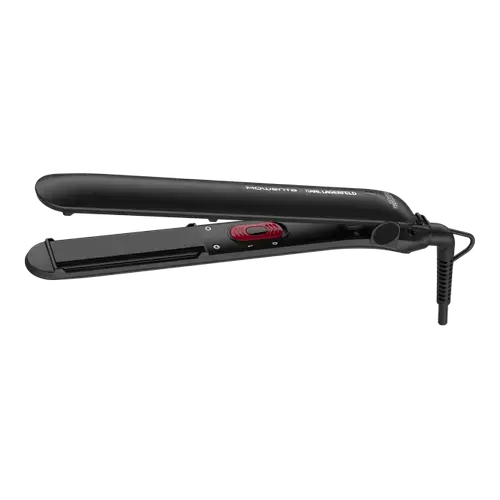 Placa de indreptat parul EasyLiss Karl Lagerfeld SF161LF0, Ceramic Tourmaline, 200 °C, placi inteligente, functie Straight & Curl, incalzire rapida, cablu 1.8m, negru&rosu