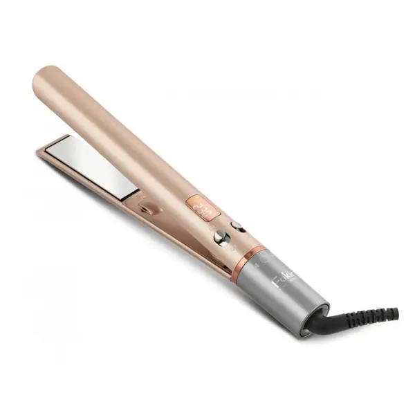 Placă de îndreptat părul Fakir Glow Keratin, 44W, Plăci 3D ceramice mobile cu Keratină și Ulei de nucă de cocos, Ionizare, 12 setări temp. (120°C-230°C), Afișaj digital LED, Încălzire rapidă în 40 secunde, Oprire automată, Cablu 360°, 2.5m, Roz metalizat