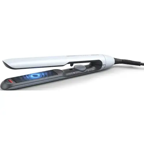 Placa de indreptat parul Philips Prestige BHS520/00, tehnologie ThermoShield, placi infuzate cu ulei de argan, 230°C, ingrijire ioni, 12 setari temperatura, husa termorezistenta, Albastru deschis