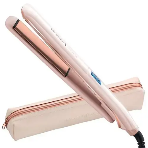 Placa de indreptat parul Remington PROluxe S9100, Invelis ceramic Ultimate Glide, 230 grade, LCD, 9 setari temperatura, Incalzire rapida (Alb)