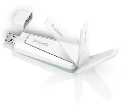 Placa de retea D-Link AX18U, Wi-Fi 6, USB 3.0, port, 1800 Mbps, 1 x antena externa (Alb)