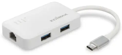Placa de retea Edimax EU-4308, Gigabit, USB 3.1 Type C, 3 x USB 3.0 Hub (Alb)