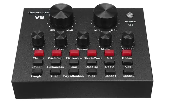 Placa de sunet multifunctionala Q MIC1 bluetooth mixer microfoane 6 Sound Modes +12 Sound Effects Live
