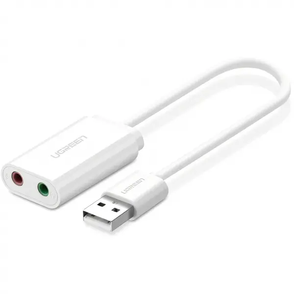 Placa de sunet USB UGREEN US205, 2 x Jack 3.5mm, Alba