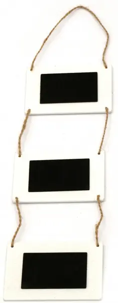 Placă decorativă din lemn Em Art - Dreptunghiulară cu tablă neagră, 0.3 x 9 x 6 cm, alb (1 buc.)