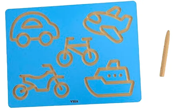 Placă educativă Viga Toys - Scrierea contururilor vehiculelor