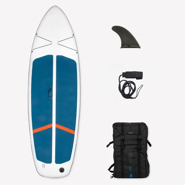 Placă SUP ultra compactă și stabilă 10 feet (130 kg max) Alb și albastru