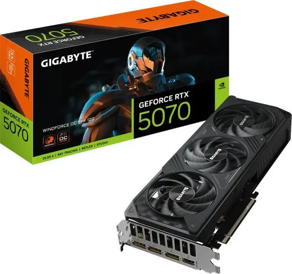 Placa video GIGABYTE GeForce RTX 5070 WINDFORCE OC SFF, 12GB GDDR7, 192-bit 2542 MHz, GeForce RTX 5000, Negru