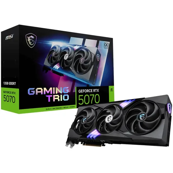 Placa video MSI GeForce RTX 5070 12G GAMING TRIO OC, GDDR7, 192-bit, Negru