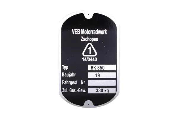Placuta de identificare BK 350