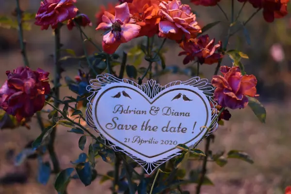 Placuta personalizata Save The Date STD1 55x40cm, Lemn natur