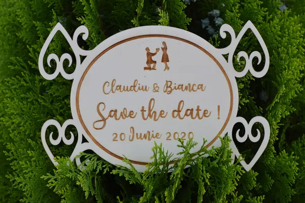 Placuta personalizata Save The Date STD2 Lemn natur, 35x65cm