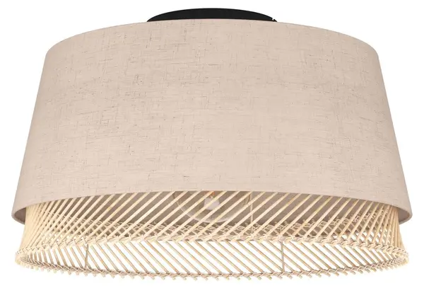 Plafonieră Eglo – Tabley, E27, Ø38 cm, negru/natural/bambus