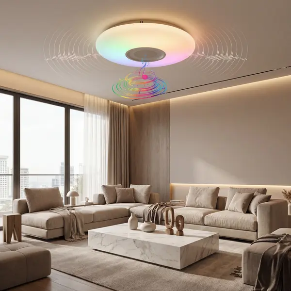 Plafoniera LED SMART cu muzica, Ø390, 24W, RGB+W - Default Title