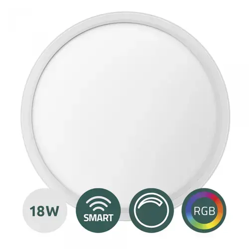 Plafoniera LED Smart Samus SLP300-2160LM-18W-3000/4000/6500K+RGB+DIMMER, 18 W, 2880 LM, Clasa energetica E, Durata de viata 25000h, Functie RGB, Alb
