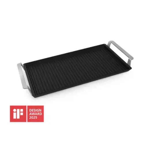 Plancha Grill AEG A9HHPG11, Universala pentru plite gaz, inductie, vitro, barbecue, 46.6 x 25.3 x 4.5 cm (Negru)