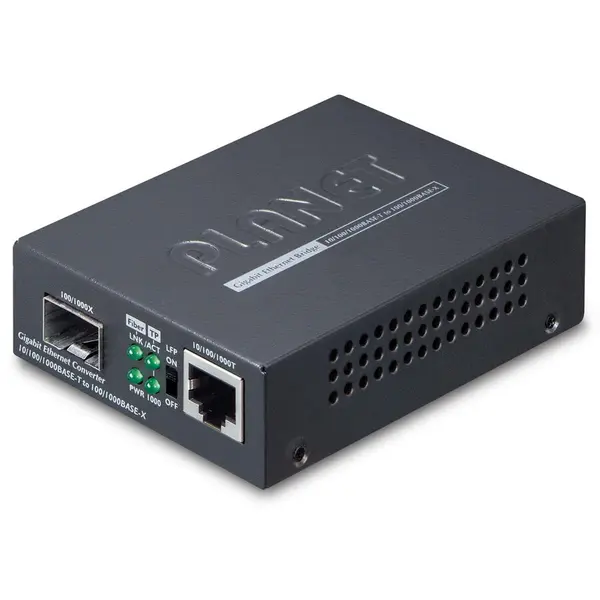 Planet Media Convertor Planet GT-805A, SFP, pentru retea 1000 Mbit/s, 2 Porturi Ethernet LAN RJ-45, Negru