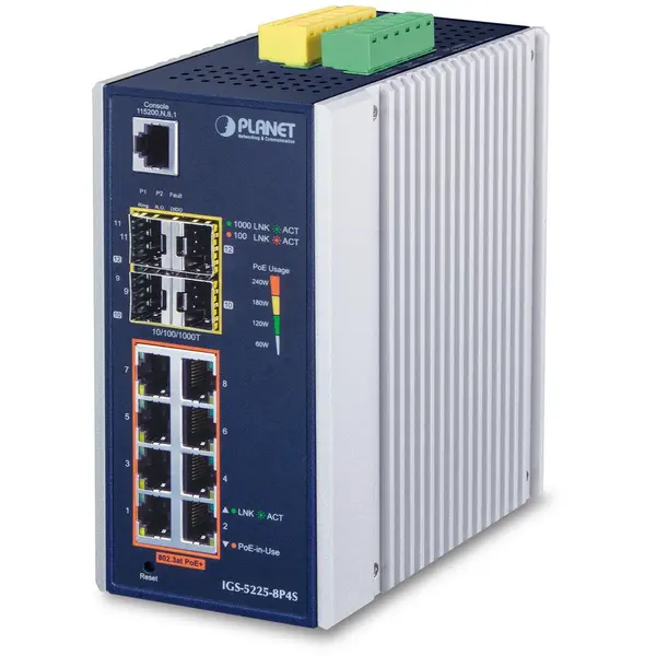Planet Switch Planet IGS-5225-8P4S, 8x PoE+ Gigabit, 4x SFP, L2+ Industrial Gestionat, 24 Gbps