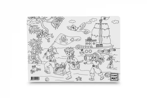 Plansa reutilizabila de colorat Funny Mat, model Pirati, 25 35 cm