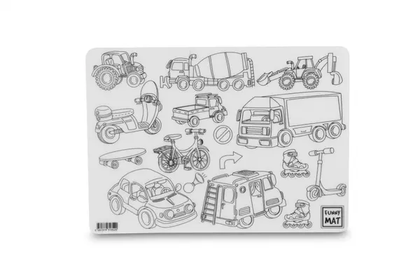 Plansa reutilizabila de colorat Funny Mat, model Vehicule ,25 35 cm