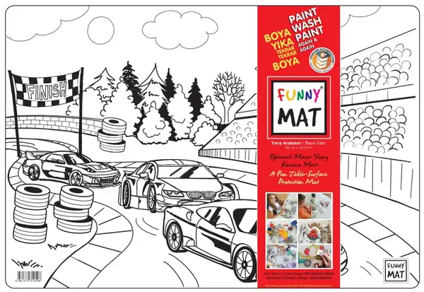 Plansa reutilizabila de colorat Funny Mat, model Vehicule ,48x33.5 cm