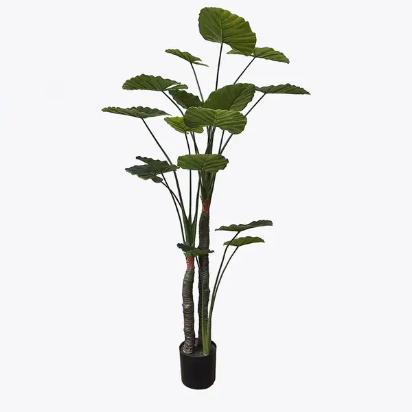 Plantă decorativă artificială cu ghiveci Taro Plant, Plastic/Textil, Verde, 90x180 cm
