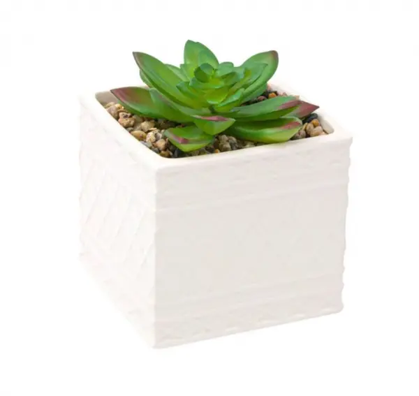 Planta decorativa artificiala in ghiveci decorat cu pietricele