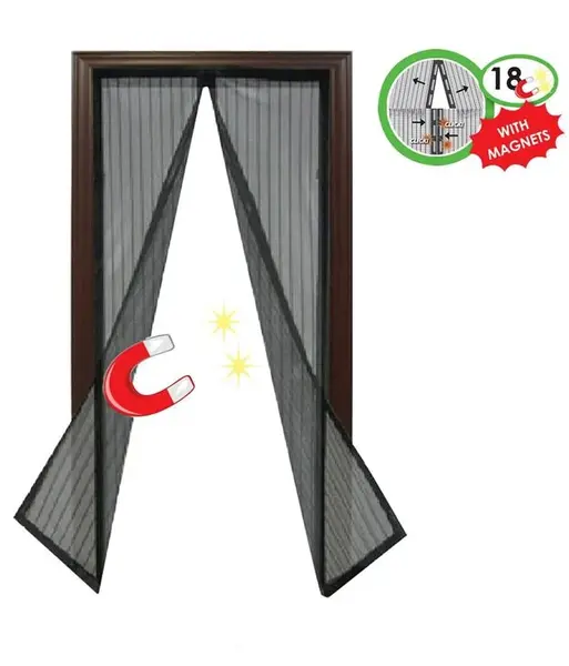 Plasa anti insecte magnetica pentru usa, neagra, 1.5x2.2 m