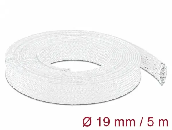 Plasa pentru organizarea cablurilor 5m x 19mm alb, Delock 20695