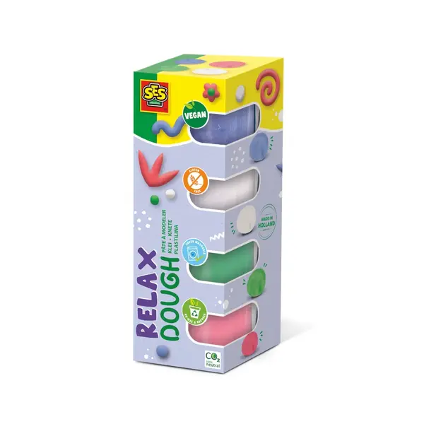 Plastilina colorata vegana pentru copii, fara gluten,set 4 recipiente x 90 gr, +1 an