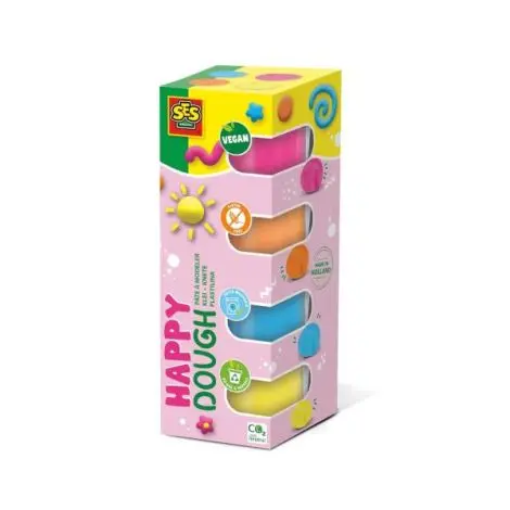 Plastilina colorata vegana pentru copii SES Happy 4 x 90 gr