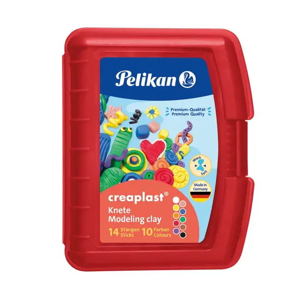 Plastilina Creaplast, 10culori/cutie, Pelikan, cutie rosie