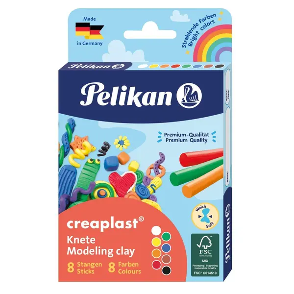Plastilina Creaplast, 8culori/cutie, Pelikan