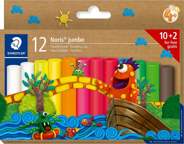 Plastilină Staedtler Noris Jumbo - 12 bucăți x 16.6 g