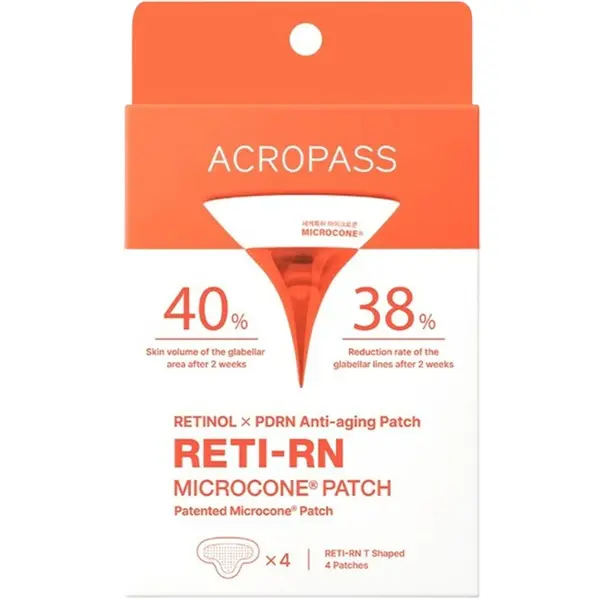 Plasturi antirid cu retinol pentru frunte ACROPASS Reti-RN Microcone Patch T-Shape, 4 buc