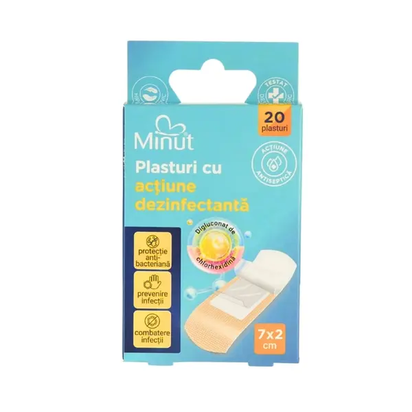 Plasturi cu actiune dezinfectanta Minut 20 bucaticutie