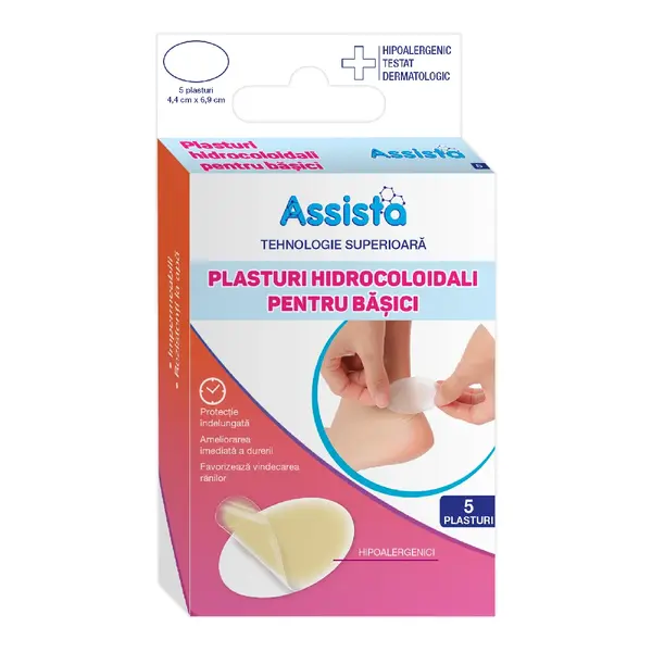 Plasturi hidrocoloidali pentru basici, mediu, 5 bucati, Assista