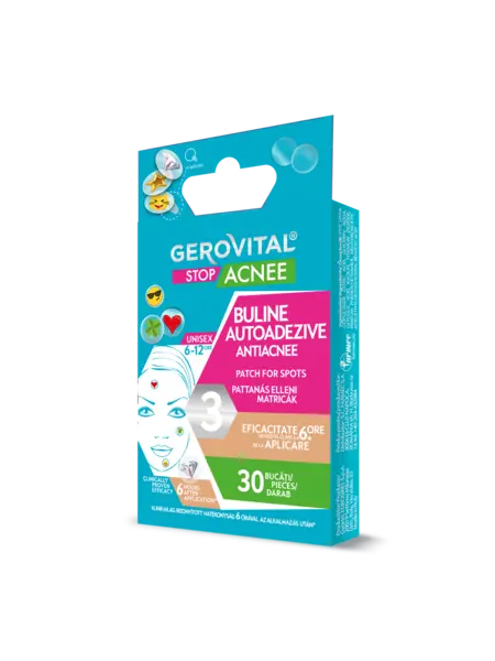 Plasturi Pentru Coșuri Cu Acid Salicilic, Gerovital Stop Acnee, 30 Buc