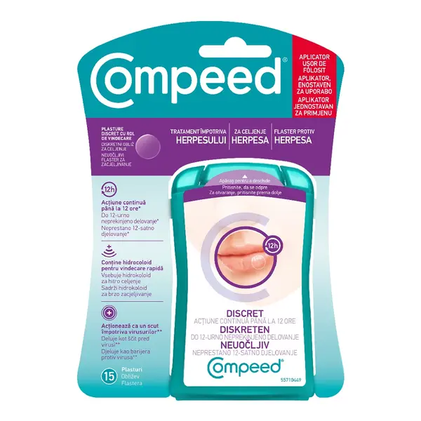Plasturi tratament pentru herpes, 15 plasturi, Compeed