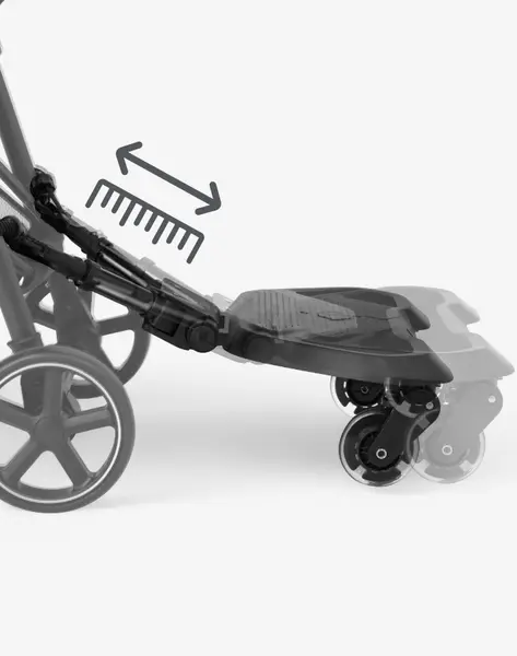 Platforma carucior Kikkaboo Ally Black cu sezut, prindere universala, roti cu suspensii, reglaj in 8 pozitii, Max 20 kg