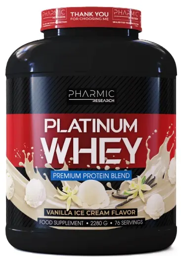 Platinum Whey, înghețată de vanilie, 2280 g, Pharmic Research