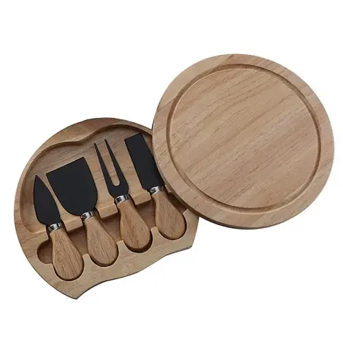 Platou de branzeturi cu ustensile pentru servire, din lemn, dimensiuni 36x18x1, 5 cm