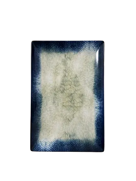 Platou dreptunghiular pentru servire , ceramica,albastru, model Lago,25x15 cm