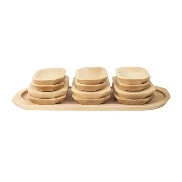 Platouri din Lemn de Fag pentru Servire, 55 x 22 x 2.5 cm, 13 Bucati