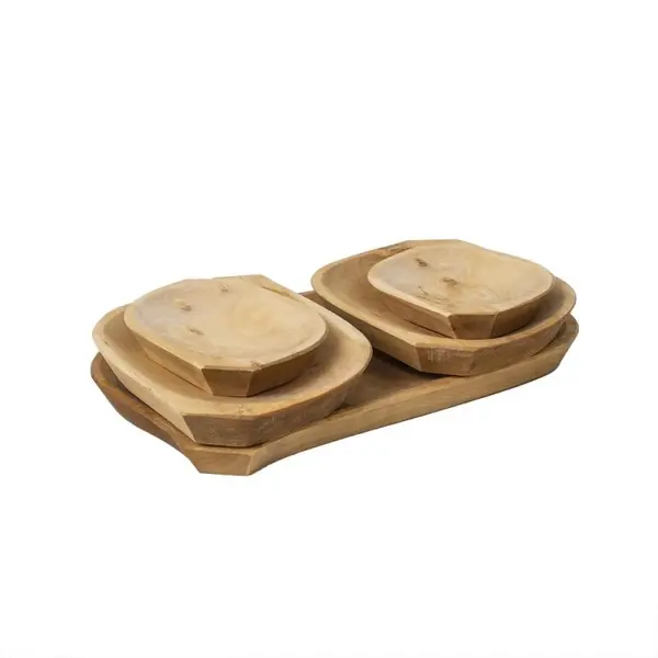 Platouri din Lemn pentru Servire, 37 x 23 x 2.5 cm, 5 Bucati