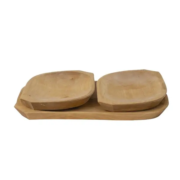 Platouri din Lemn pentru Servire, 38 x 22 x 2.5 cm, 3 Bucati