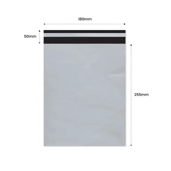 Plic Curier cu Adeziv 180x255mm + 50mm clapeta - LDPE alb + negru