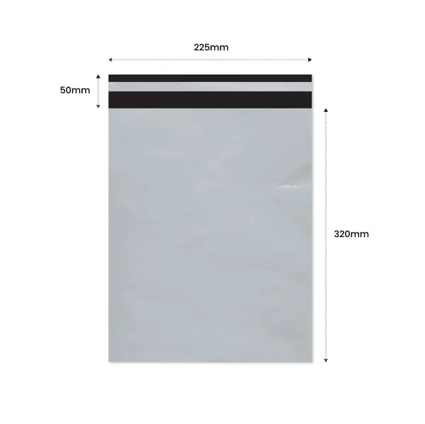 Plic Curier cu Adeziv 225x320mm + 50mm clapeta - LDPE alb + negru